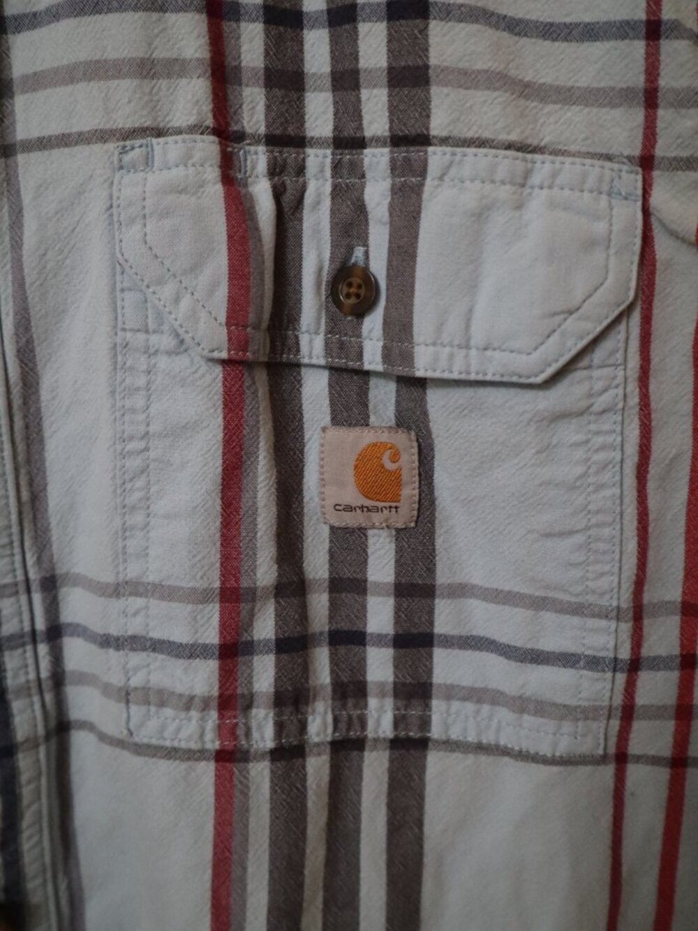Carhartt Shirt Mens Sz Large Loose Fit Blue Plaid Short Sleeve Casual 105175 H51 - Picture 2 of 8
